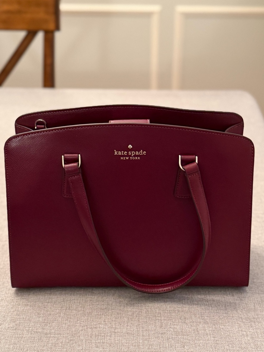 kate spade New York 3-Compartment Leather Satchel - Wine Burgundy